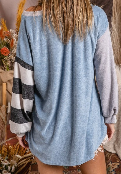 Loop Terry Striped Knit - Blue Pesale
