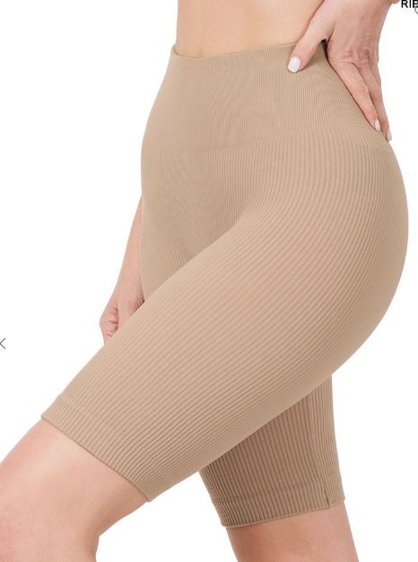 Seamless High Waisted Biker Shorts Mocha