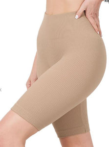 Seamless High Waisted Biker Shorts Mocha