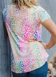 Multi Color Leopard V Neck