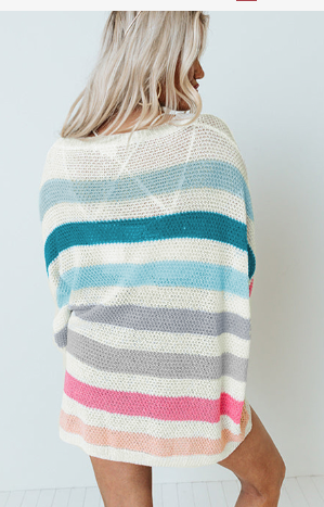 Multi Color Striped Oversized Sweater