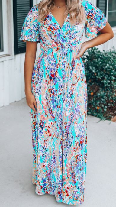 Tropical Floral Wrap Dress Presale