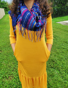 Multi- Color Long Tasseled Scarf