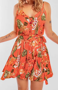 Orange Floral A Line Dress Presale