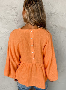 Orange Kimono Sleeves Embroidered Blouse Presale