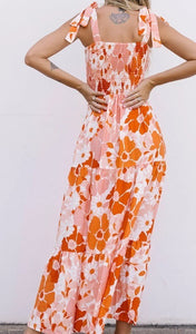 Orange Shirred Maxi Dress Presale