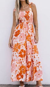 Orange Shirred Maxi Dress Presale