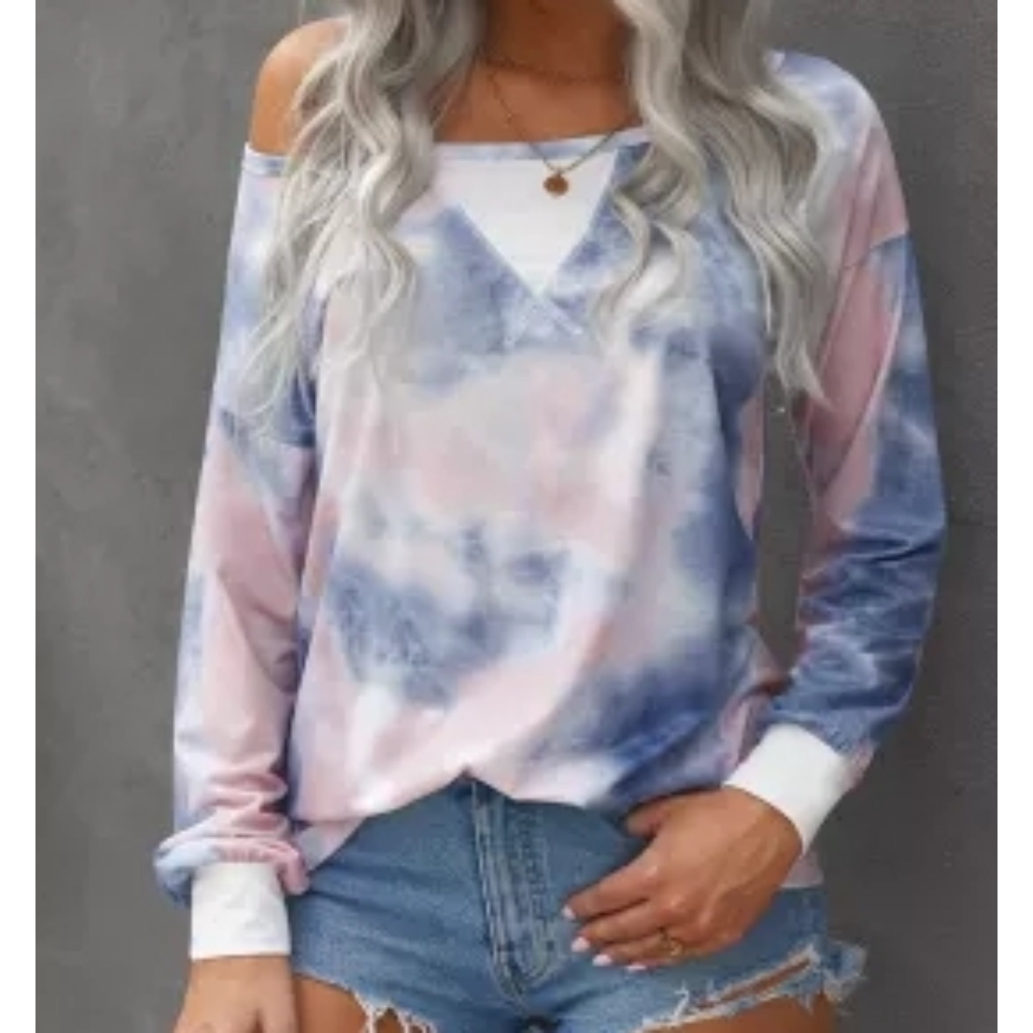 Long Sleeve Blue Tie Dye Lounge Top