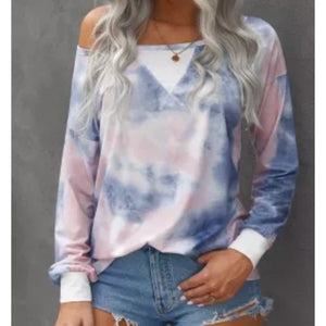 Long Sleeve Blue Tie Dye Lounge Top