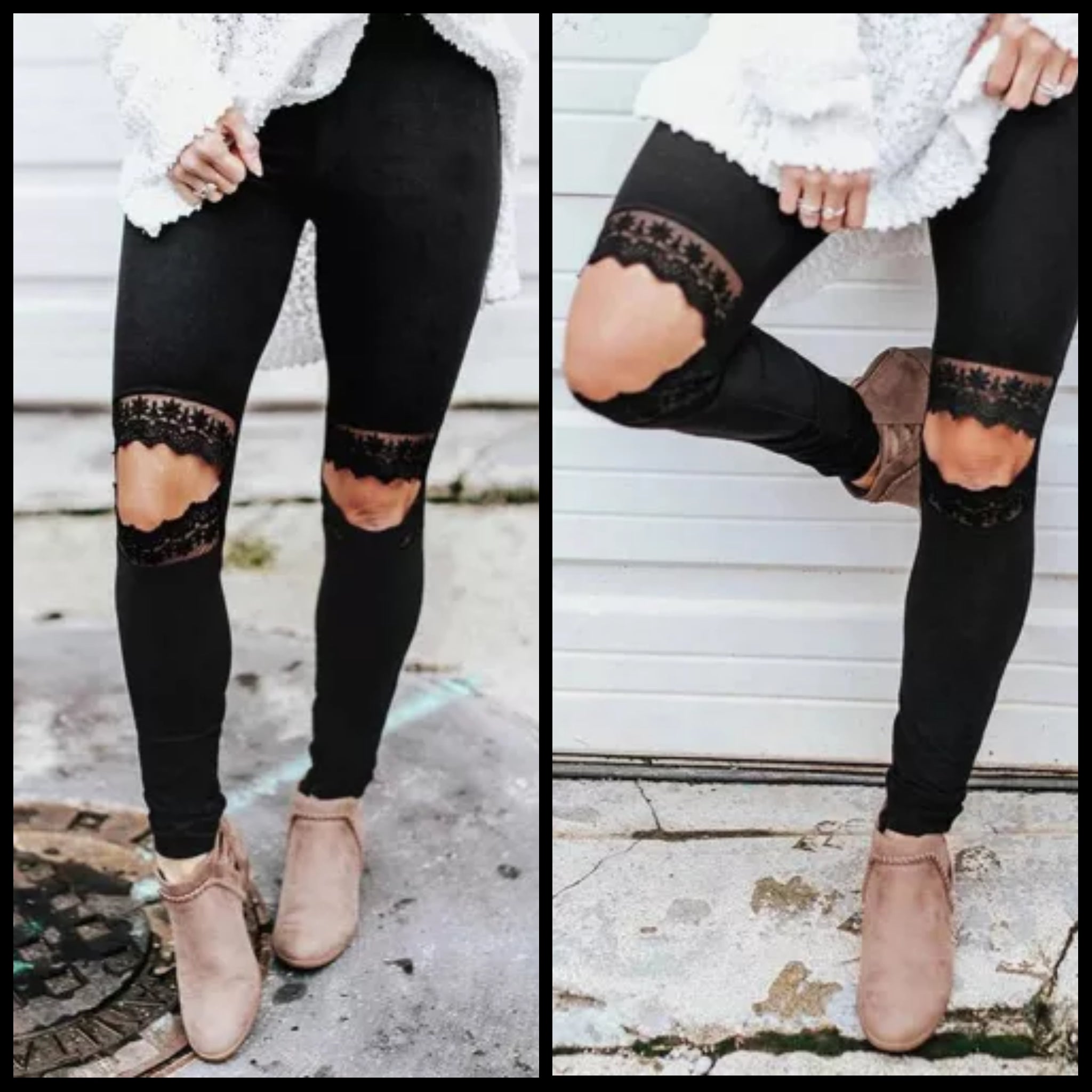 Lace Knee Hole Leggings – Happy Lily Boutique