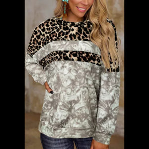 Tie Dye Leopard Long Sleeve Shirt