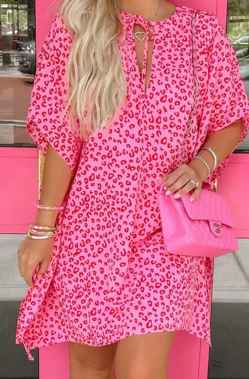 Pink Keyhole Leopard Dress Presale