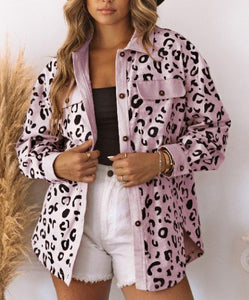 Pink Leopard Corduroy Shacket Presale
