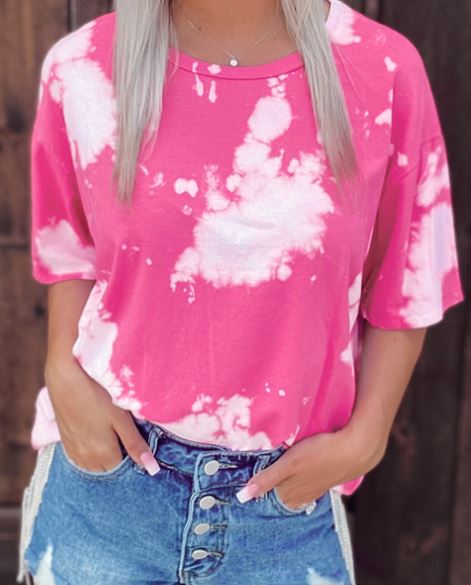 Pink Oversized Marbled Tee