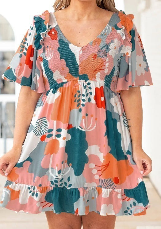 Plus Size Floral Mini Dress Presale
