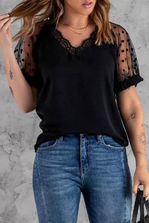 Polka Dot Black Blouse