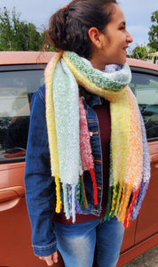 Over-Sized Rainbow Tassel Scarf