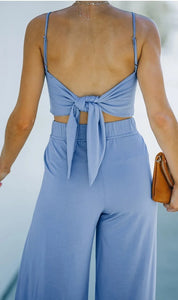 Sky Blue Set - Knotted top and pants Presale