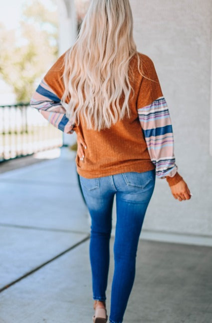 Striped Ribbed Patchwork Top