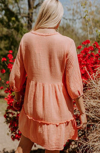 Waffle Knit Deep V Neck Dress