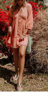 Waffle Knit Deep V Neck Dress