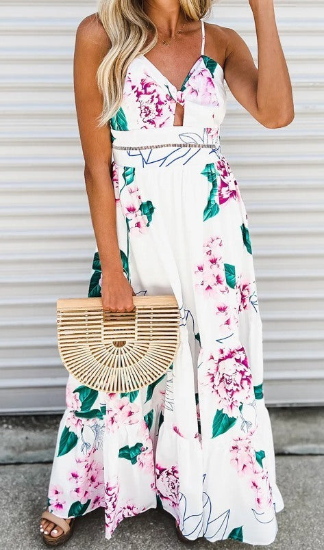 White Floral Maxi Dress Presale
