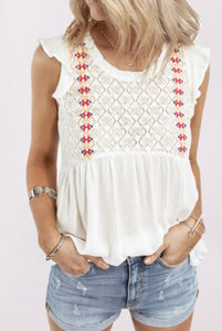 White Pleated Babydoll Top