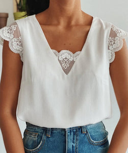 White Lace Tie Back Top Presale
