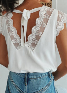 White Lace Tie Back Top Presale