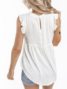 White Pleated Babydoll Top