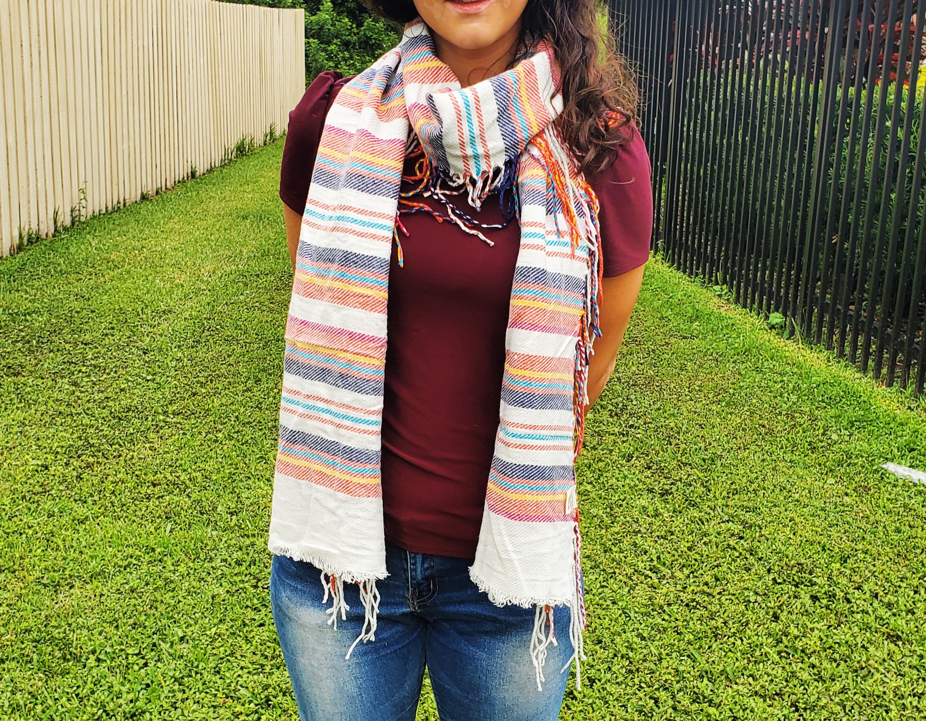Multi- Color Long Tasseled Scarf