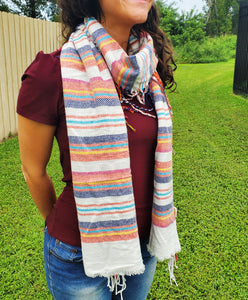 Multi- Color Long Tasseled Scarf