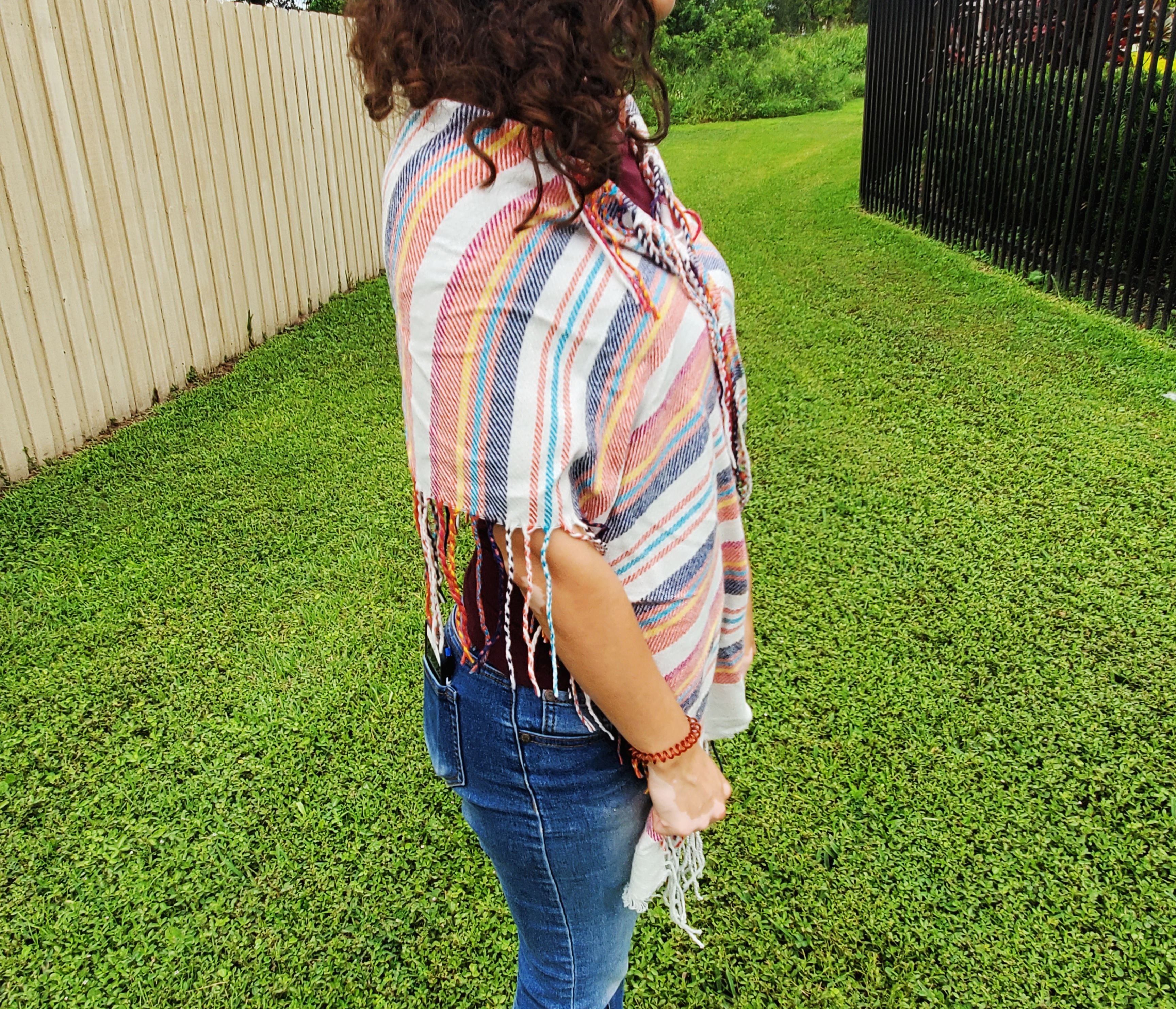 Multi- Color Long Tasseled Scarf