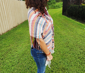 Multi- Color Long Tasseled Scarf