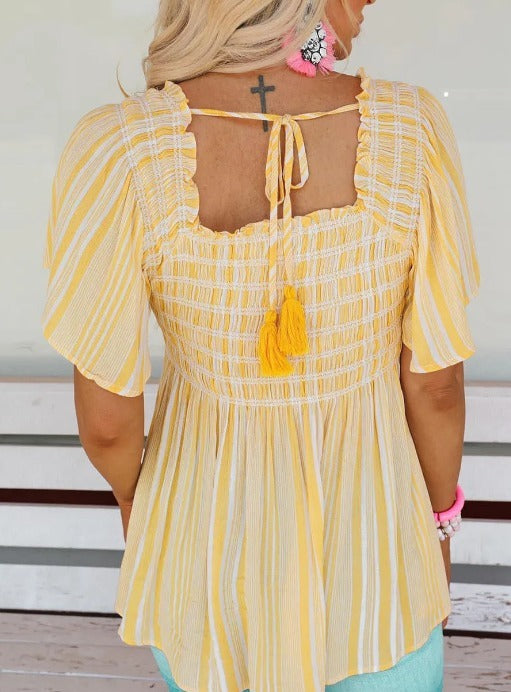 Yellow Smocked Blouse Presale