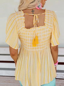 Yellow Smocked Blouse Presale