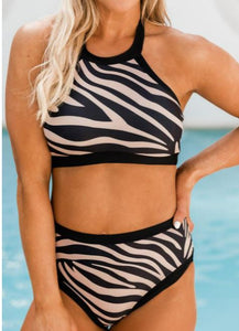 Zebra Halter Bathing Suit