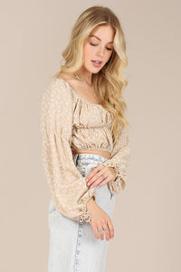Square Neck Floral Crop Top