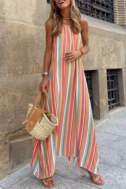 Striped Boho Maxi Dress Presale