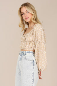 Square Neck Floral Crop Top