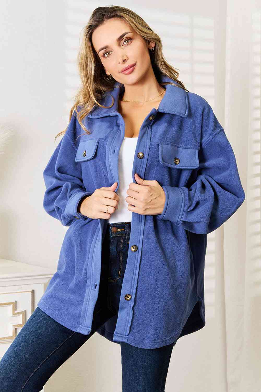 Cozy Girl  Button Down Shacket - REG & PLUS SIZE