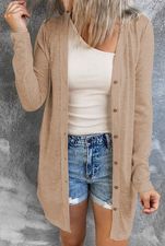 Beige Solid Button Up Cardi Presale