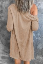 Beige Solid Button Up Cardi