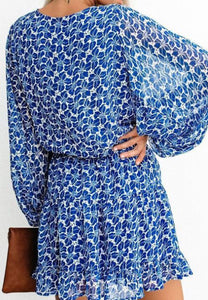 Blue Floral Lantern Dress