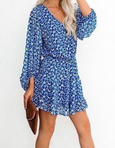 Blue Floral Lantern Dress