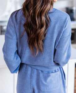 Blue Ribbed Lounge Set