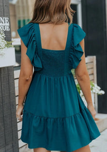 Blue Ruffle Trim Dress Presale