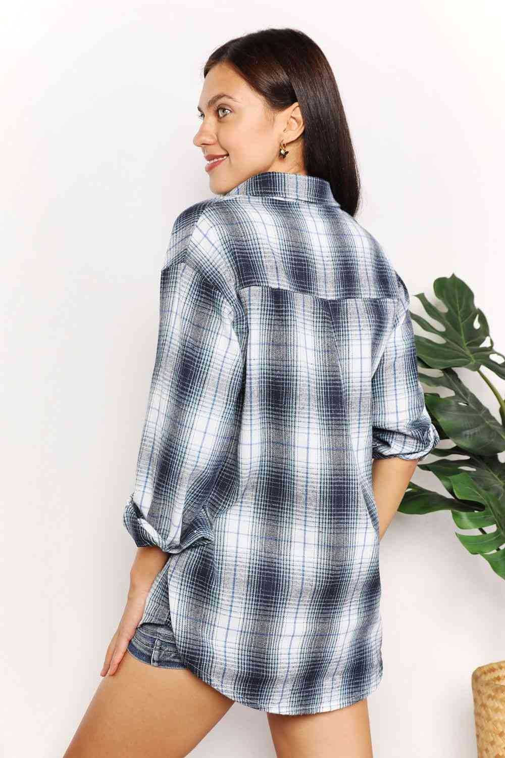 Plaid Dropped Shoulder Shirt - MULTI COLORS *