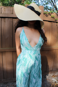 'Summer Lovin' Leaf Print Tie-Back Jumpsuit