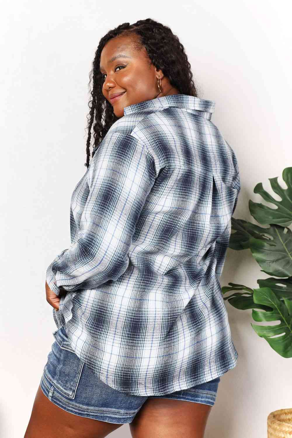 Plaid Dropped Shoulder Shirt - MULTI COLORS *